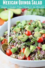 It S Easy To Make A Delicious Healthy Vegan Gluten Free Mexican Quinoa Salad For A Si Mexican Quinoa Salad Shrimp Recipes Healthy Air Fryer Recipes Healthy