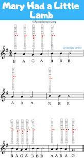 ♬ notes fingering chart ♬ free sheet music download: Mary Had A Little Lamb On Recorder Easy To Play