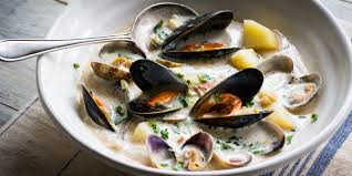 This chowder gets its thick texture from a combination of heavy cream and puréed potatoes. Shellfish Chowder Recipe Great British Chefs