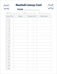 Baseball Line Up Card Template 9 Free Printable Word Pdf