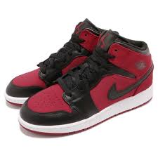 Nike Air Jordan 1 Mid Red White Black Nike Air Jordan 1 Mid Gs I Aj1 Banned Red Black Kid Youth Women Shoes 554725 610 Airjordan Jordan Air Jordans Women Womens Sneakers Sneakers For Sale