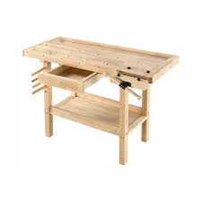 Olympia 50 In X 20 In 330 Lbs Hardwood Workbench With Built In Wooden Vise 84 906 The Home Depot In 2020 Workbench Steel Workbench Wood Top Workbench