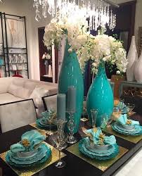 Properly setting a banquet table will depend on the menu and the courses being served. This Tablescape Right Here Is Amazing I Love The Teal Ivory And Gold Mix Dont Play With A Lady Dining Room Table Decor Dinning Table Decor Table Decorations