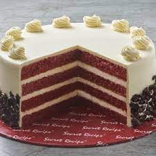 These days the sponge is most likely to be coloured using food colouring but if you want perfectly symmetrical cakes, then you should first weigh the batter as a whole before measuring exactly half into each tin. Secret Recipe Red Velvet Whole Cake