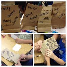 Adjectives Mystery Bag Game Each Group Gets A Brown Paper Bag With A Mystery Item Inside Adjectives On The Ou Mystery Bag Vocabulary Cards Brown Paper Bag