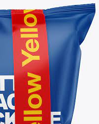 Download Matte Snack Bag W Tape Mockup In Bag Sack Mockups On Yellow Images Object Mockups