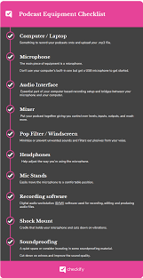 Podcast Equipment Checklist Checklist To Help Get You Started As A Podcaster Checklist Checkify In 2020 Podcasts Podcast Topics Podcast Tips