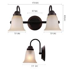 Outdoor indoor wall sconce, oil rubbed bronze finish wall light fixture, led wall mount lighting, architectural wall sconce with clear seeded glass shade for entryway, porch, doorway, etl listed. Poleis 15 9 10 Wide 2 Light Oil Rubbed Bronze Vanity Light 7pandas Usa Lighting Store