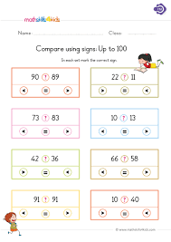 Compare Using Signs Up To 100 1st Grade Worksheets 1st Grade Math Worksheets Comparing Numbers Worksheet