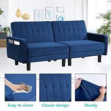 The sponge or rag can do a great job on flat surfaces, but for hidden spots like stitches, crevices, zippers and all the places where various parts of the couch meet, you'll need a smaller tool. Buy Futon Sofa Bed Loveseat Faux Leather Couch Bed Sleeper Sofa With Armrest Tufted Convertible Love Seats Recliner Couches For Living Room Blue Online In Indonesia B08r1ngjss