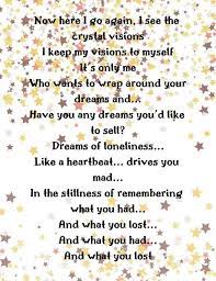 Fleetwood Mac Lyrics Dreams Music Lyric Poster Decor Fleetwood Mac Lyrics Lyric Poster Dream Music