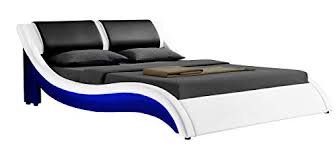 This bed will also included led lighting for a soothing ambience effect and an iris carving in the bedhead. Wave Platform Bed Contemporary Design With Led Lights Yinz Buy