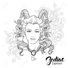 They're great for all ages. Zodiac Illustration Of Capricorn As Girl With Flowers Design For Coloring Book Page Royalty Free Cliparts Vectors And Stock Illustration Image 67584146