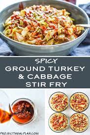 Spicy Ground Turkey Cabbage Stir Fry Meal Prep Project Meal Plan Recipe Stir Fry Meal Prep Meal Prep Healthy Dinner Recipes