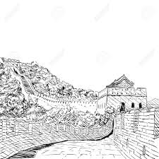 Walk the great wall of china. Die Grosse Mauer In China Skizze Lizenzfrei Nutzbare Vektorgrafiken Clip Arts Illustrationen Image 54419635