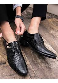 Men S Black Leather Derby Dressshoes Snake Skin Pattern Design Point Toe Casual Leisure Work Offic Dress Shoes Men Leather Shoes Men Sneakers Men Fashion
