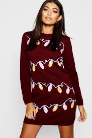 Christmas Lights Jumper Dress Boohoo Uk In 2020 Dresses Jumper Dress Christmas Outfit