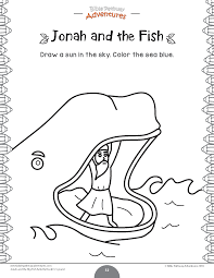 Jonah And The Fish Coloring Page For Kids Jonah And The Big Fish Activity Book For Kids Ins Coloring Pages For Kids Whale Coloring Pages Fish Coloring Page