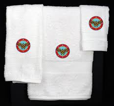 | skip to page navigation. Wonder Woman Embroidered Logo Personalized Bath Towel 3piece Set New Made In Usa Ebay