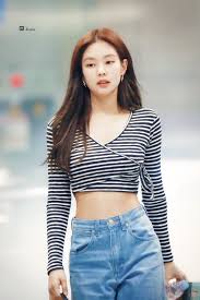 Striped Crop Lace Top Jennie Blackpink K Fashion At Fashionchingu Fashion Blackpink Fashion Kpop Fashion