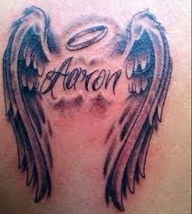 Read our article to find out what it means. Angel Wings Name Halo Tattoo Halo Tattoo Mom Tattoos Memorial Tattoos