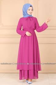 Modaselvim Elbise Beli Lastikli Sifon Elbise 6605m108 Fusya Sifon Elbise Elbise Elbise Modelleri
