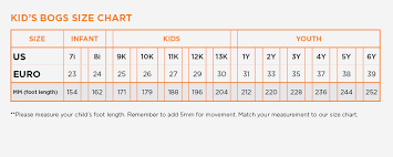 bogs kids size chart kids