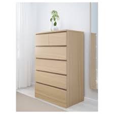 Malm Commode 6 Tiroirs Plaque Chene Blanchi 80x123 Cm Ikea