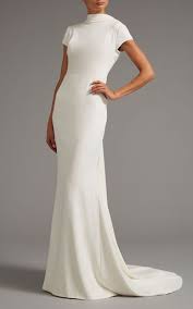 High Neck Cap Sleeve Gown With Open Back By Elizabeth Moda Operandi Wedding Dress Cap Sleeves Dresses Aline Wedding Dress