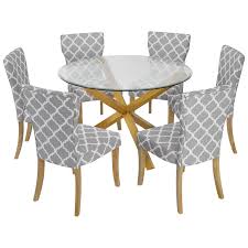 The chairs fit perfectly around this table matching its round top. Round Glass Dining Table With 6 Chairs Novocom Top