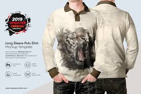 You can use this as round neck t shirt, soccer shirts mockup. Long Sleeve Men Polo Shirt Mockup Creative Photoshop Templates Creative Market