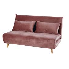 Banquette Convertible 2 Places En Velours Vieux Rose Nio Sofa Bed Van Convertible Sofa Bed Sofa Bed