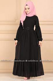 modaselvim elbise balon kol sifon elbise 5190ay342 siyah si fon elbi se elbise abaya tarzi