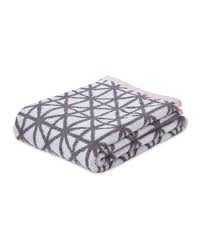 Gray white black and gold marble pattern bath towel set. Geo Patterned Bath Towel Aldi Uk