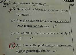 Generally in animal cell mitosis only occurs in diploid. Which Statement Is Not True