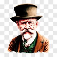 Vintage viktorianischer Gentleman mit Zylinder und Bart PNGs online  herunterladen