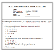 Soal un bahasa inggris smp/mts 2018 pdf(paket 1) 2. Pin Di Soal Uts Pts Bahasa Inggris Kelas 1 Sd Semester I