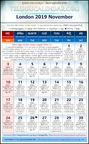 London Telugu Calendars 2019 November Festivals Pdf