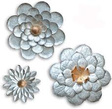 Check spelling or type a new query. Amazon Com Giftme 5 Galvanized Flowers Wall Decor Set Of 3 Metal Flower Wall Art Everything Else