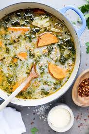Spicy Sausage Kale And Potato Soup Floating Kitchen Recipe Spicy Sausage Food Recipes