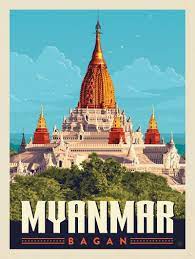 Myanmar Bagan Anderson Design Group Vintage Postcards Travel Retro Travel Poster Travel Postcard