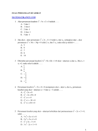 Soal Persamaan Kuadrat Smp Kelas 9 Kurikulum 2013 Doc Rajiman