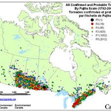 There is extensive damage from the tornado touchdown in the area of prince william way and mapleview in se barrie. Hazard Map Of Tornadoes In Canada From 1792 2009 Both Confirmed And Download Scientific Diagram
