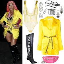 Nicki Minaj Yellow Blazer For Walking Boots Steal Her Style The perfect nicki minaj halloween costume nicki minaj tweeted these photos from the 'barbie dreams' music video.