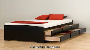 With six 18″ deep drawers that can be installed on either. Prepac Black Tall Twin Captain S Platform Storage Bed With 6 Drawers Review Youtube