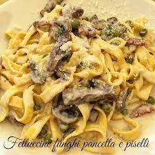 Fettuccine Con Piselli Pancetta E Funghi