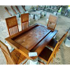Biasanya kursi makan jenis ini terbuat dari bahan kayu asli dari jepara, dilengkapi dengan ukiran indah penambah kesan elegan. Meja Makan Set Balero Kursi 6 Kayu Jati Solid Asli Furniture Jepara Shopee Indonesia