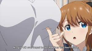 Touch boobs anime