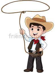 Kid Cowboy With Lasso Cartoon Vector Clipart Friendlystock Cowboy Illustration Cartoon Vector Kids Vector Illustration