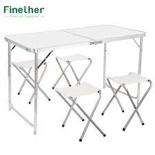 גובה מתכוונן אלומיניום האולטרה נייד Finether סט שרפרף שולחן אוכל שולחן מתקפל חיצוני פיקניק קמפינג מנ Folding Table Outdoor Folding Table Aluminum Folding Table